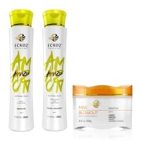 Набор Max Blowout Amazon Cacau&Argan Oil шампунь глубокой очистки, кератин и маска, 250/500/250 мл (заводские)