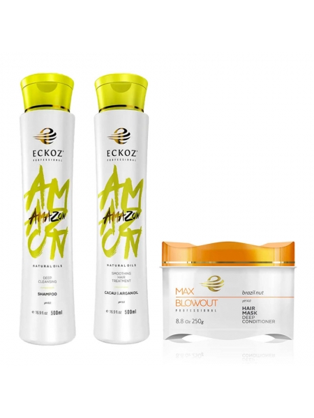 Набор Max Blowout Amazon Cacau&Argan Oil шампунь глубокой очистки, кератин и маска, 50/100/50 г (разлив)