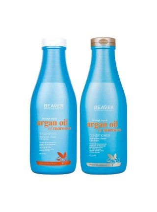 Відновлюючий набір Beaver Argan Oil & Keratin шампунь та кондиціонер для пошкодженого волосся з аргановою олією