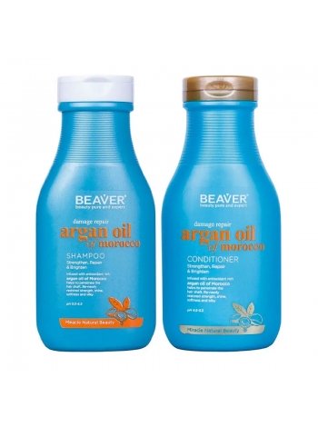 Відновлюючий набір Beaver Argan Oil & Keratin шампунь та кондиціонер для пошкодженого волосся з аргановою олією