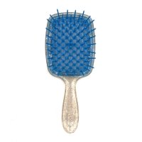 Janeke Продувний гребінець для укладання та сушіння феном Superbrush Plus Hollow Comb прозора з блискітками ручка із синіми зубчиками