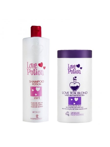 Набор ботокса для волос Love Potion Blond Tox Blond матирующий для блондинок, 2х1000 мл (заводские)