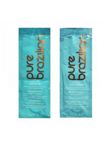 Разглаживающий набор для волос Pure Brazilian Acai Anti-Frizz шампунь и кондиционер, 2х14 мл