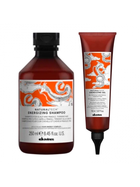 Набор Davines Natural Tech Energizing DUO энергетический шампунь и гель против выпадения волос, 250/150 мл