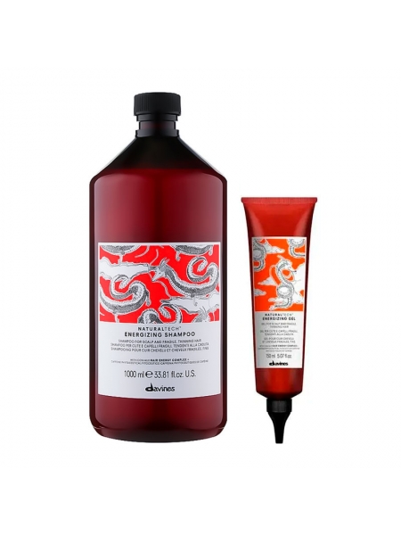 Набор Davines Natural Tech Energizing DUO энергетический шампунь и гель против выпадения волос, 1000/150 мл