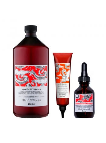 Набір Davines Natural Tech Energizing TRIO енергетичний шампунь, гель та лосьйон проти випадіння волосся, 1000/150/100 мл