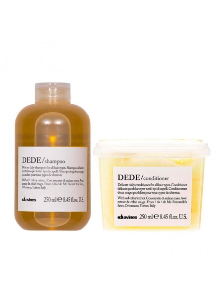 Набір Davines Essential Dede DUO шампунь та кондиціонер для делікатного очищення волосся, 2х250 мл