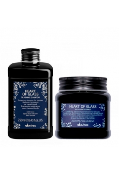 Набор Davines Heart Of Glass DUO шампунь и кондиционер по уходу за блондом с антижелтым пигментом, 2х250 мл