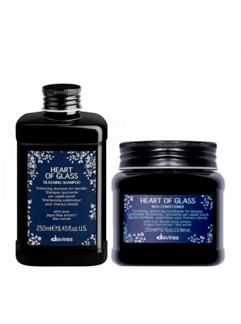 Набор Davines Heart Of Glass DUO шампунь и кондиционер по уходу за блондом с антижелтым пигментом, 2х250 мл