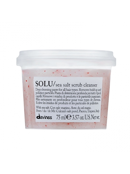 Паста-скраб Davines SOLU sea salt scrub cleancer с морской солью для глубокого очищения кожи головы, 75 мл