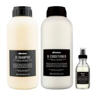 Набір Davines OI TRIO шампунь+кондиціонер+олійка для абсолютної краси та пом'якшення волосся,  1000/1000/135 мл