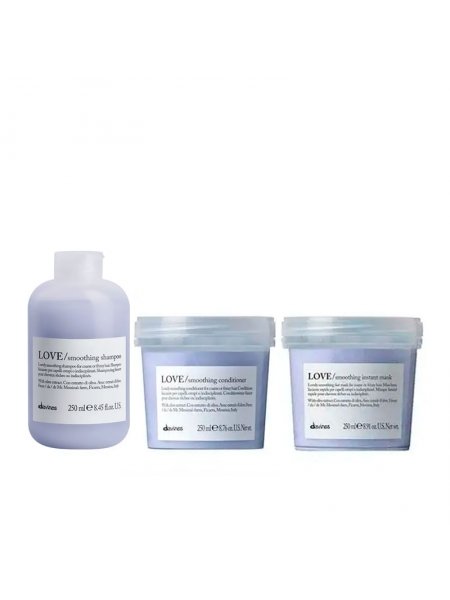 Набір Davines Love Lovely Smoothing шампунь, кондиціонер та маска для розгладження волосся, 3х250 мл