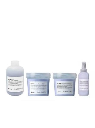 Набір Davines Love Lovely Smoothing шампунь, кондиціонер, маска і сироватка для розгладжування волосся, 3x250+150 мл