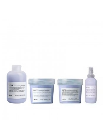 Набір Davines Love Lovely Smoothing шампунь, кондиціонер, маска і сироватка для розгладжування волосся, 3x250+150 мл