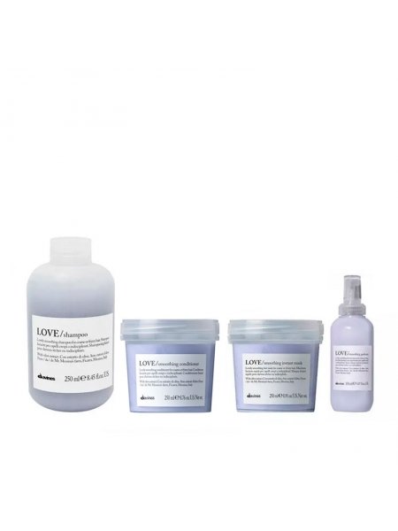 Набор Davines Love Lovely Smoothing шампунь, кондиционер, маска и сыворотка для разглаживания волос, 3х250/150 мл