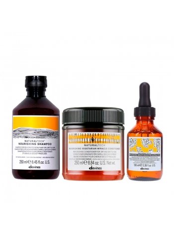 Набір Davines Nourishing TRIO шампунь, кондиціонер і бустер для сухого та пошкодженого волосся, 250/250/100 мл