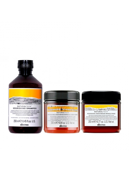 Набір Davines Nourishing TRIO шампунь, кондиціонер та маска для сухого та пошкодженого волосся, 3х250 мл