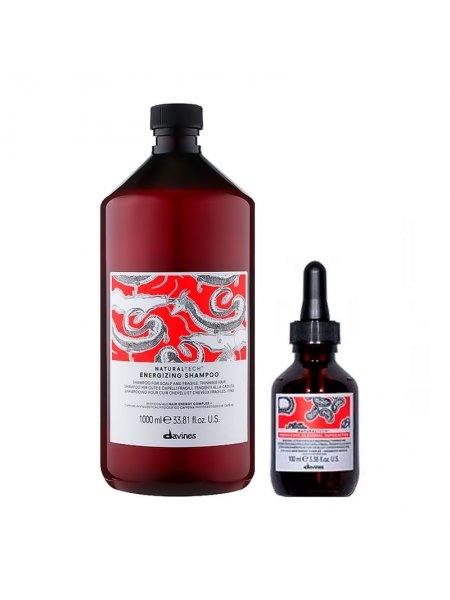 Набір Davines Natural Tech Energizing DUO енергетичний шампунь та лосьйон проти випадіння волосся, 1000/100 мл