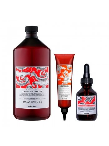 Набор Davines Natural Tech Energizing TRIO энергетический шампунь, гель и лосьон против выпадения волос, 1000/150/100 мл
