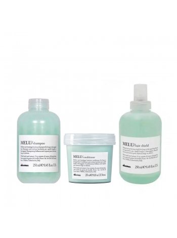 Набор Davines Melu TRIO шампунь, кондиционер и термозащитный спрей для предотвращения ломкости волос, 3х250 мл