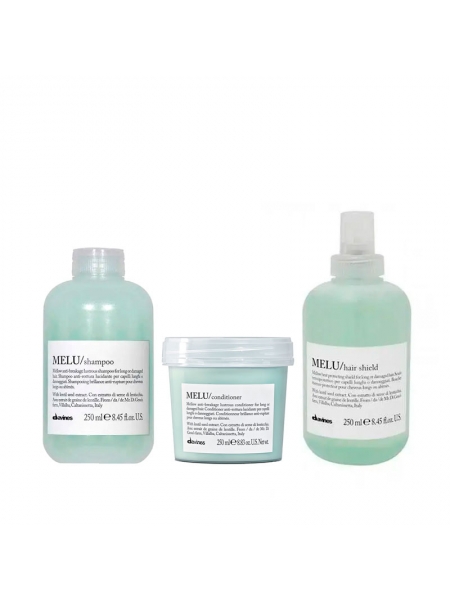 Набор Davines Melu TRIO шампунь, кондиционер и термозащитный спрей для предотвращения ломкости волос, 3х250 мл