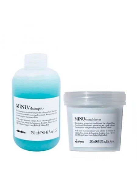 Набор Davines Minu DUO шампунь и кондиционер для сохранения цвета окрашенных волос, 2х250 мл