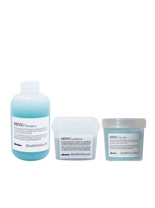 Набор Davines Minu TRIO шампунь, кондиционер и маска для сохранения цвета окрашенных волос, 3х250 мл