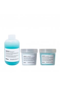 Набір Davines Minu TRIO шампунь, кондиціонер та маска для збереження кольору фарбованого волосся, 3х250 мл