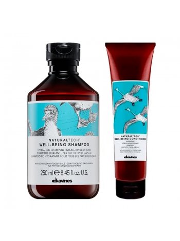 Набір Davines DUO Natural Tech Well-Being шампунь та кондиціонер для зволоження волосся, 250/150 мл
