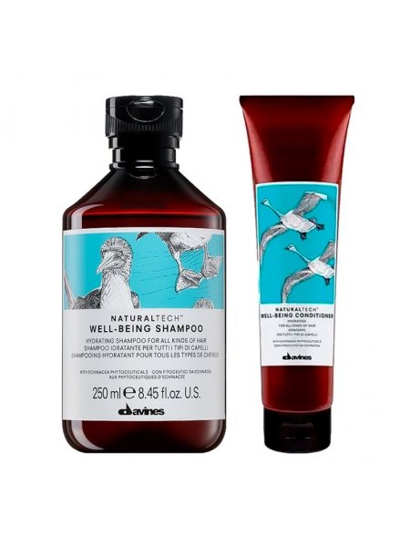Набор Davines DUO Natural Tech Well-Being шампунь и кондиционер для увлажнения волос, 250/150 мл