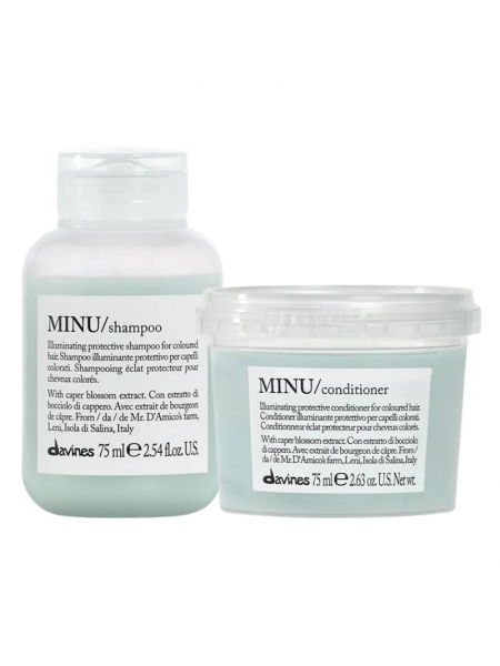 Набор Davines Minu DUO шампунь и кондиционер для сохранения цвета окрашенных волос, 2х75 мл