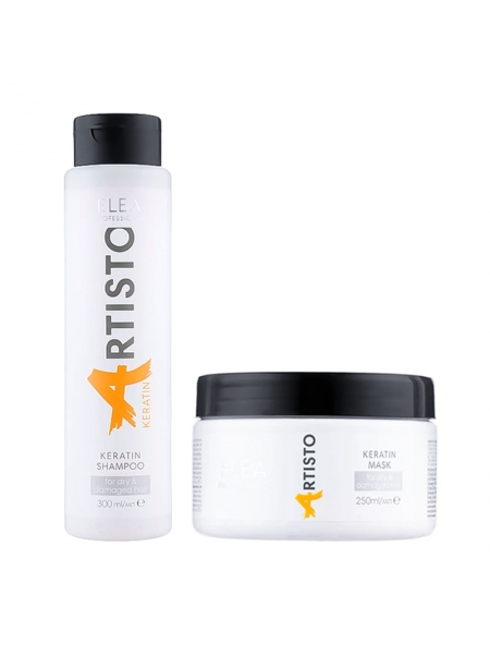 Набор Elea Professional Artisto Keratin DUO шампунь и маска с кератином для поврежденных волос, 300/250 мл