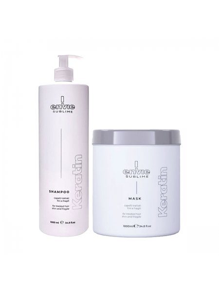 Набір Envie Luxury Keratin шампунь та маска для пошкодженого волосся з кератином (EN451/EN450) 2х200 г (розлив)
