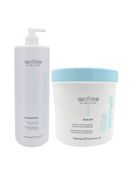Набір Envie Luxury Sos Express aмiнoкислoтні шампунь та маска для відновлення волосся (EN461/EN463), 2х1000 мл (заводські)