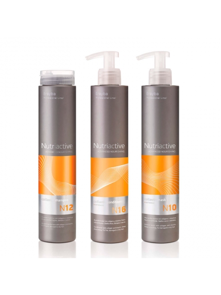 Набор Erayba TRIO NutriActive Collastin шампунь, кондиционер маска для поврежденных волос, 3х250 мл