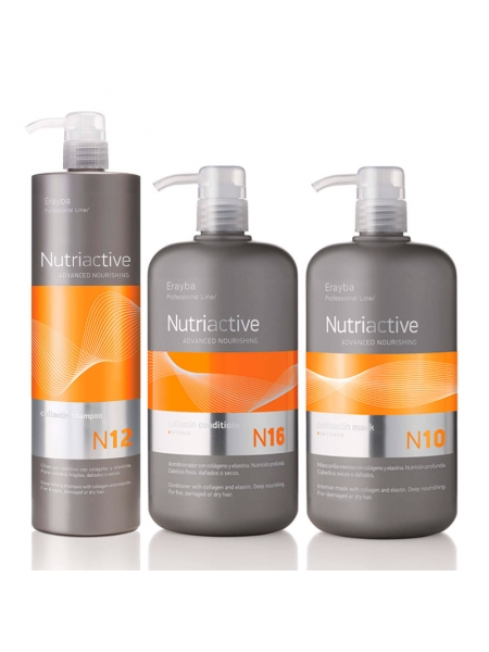 Набор Erayba TRIO NutriActive Collastin шампунь, кондиционер маска для поврежденных волос, 3х1000 мл