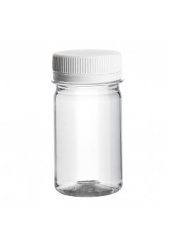 Флакон/баночка с крышечкой для разлива жидких косметических средств горловина 38 мм пластиковый прозрачный № 4 (50 мл)