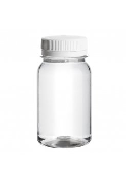 Флакон/баночка с крышечкой для разлива жидких косметических средств горловина 38 мм пластиковый прозрачный № 5 (100 мл)