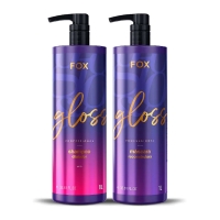 Набір кератину для випрямлення кучерявого волосся Fox Gloss шампунь і маска-реконструктор, 2х500 г (розлив)