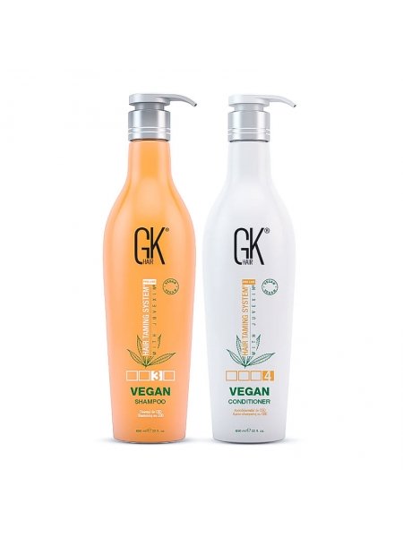 Набор GKHair Global Keratin СВD Vegan с протеинами, шампунь и кондиционер для питания волос, 2х650 мл
