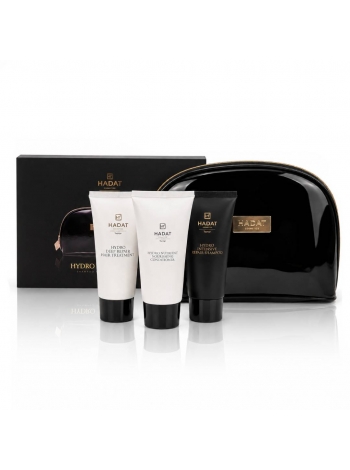Тревел-набор Hadat Cosmetics Hydro Repair Hair: шампунь, кондиционер, маска 3×70 мл + косметичка