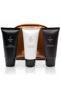 Тревел-набір Hadat Cosmetics Hydro Silk Hair шампунь, кондиціонер, маска 3х70 мл + косметичка 