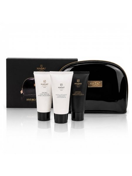 Тревел-набір Hadat Cosmetics Hydro Repair Hair шампунь, кондиціонер, маска 3х70 мл + косметичка 