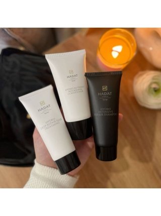 Тревел-набір Hadat Cosmetics Hydro Repair Hair шампунь, кондиціонер, маска 3х70 мл + косметичка 
