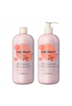 Набор Inebrya Ice cream Dry-T питательные шампунь и кондиционер для сухих и поврежденных волос, 2х1000 мл
