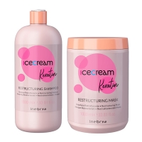 Набор Inebrya Keratin Restructuring шампунь и маска для восстановления волос с кератином, 2х1000 мл