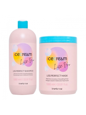 Набір Inebrya Ice Cream Liss Pro Liss Perfect DUO шампунь та маска для жорсткого та пухнастого волосся, 2х1000 мл