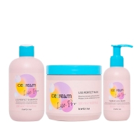 Набір Inebrya Ice Cream Liss Pro Liss Perfect TRIO шампунь, маска і крем для жорсткого та пухнастого волосся, 300/500/150 мл