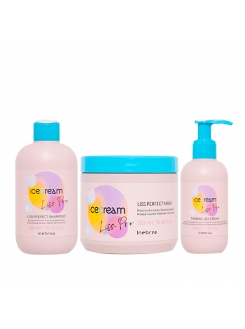 Набір Inebrya Ice Cream Liss Pro Liss Perfect TRIO шампунь, маска і крем для жорсткого та пухнастого волосся, 300/500/150 мл