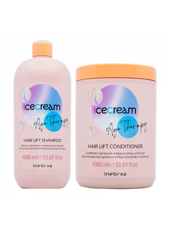 Набор Inebrya Ice Cream Age Therapy Hair Lift DUO шампунь и кондиционер для восстановления зрелых, пористых и химически обработанных волос, 2х1000 мл